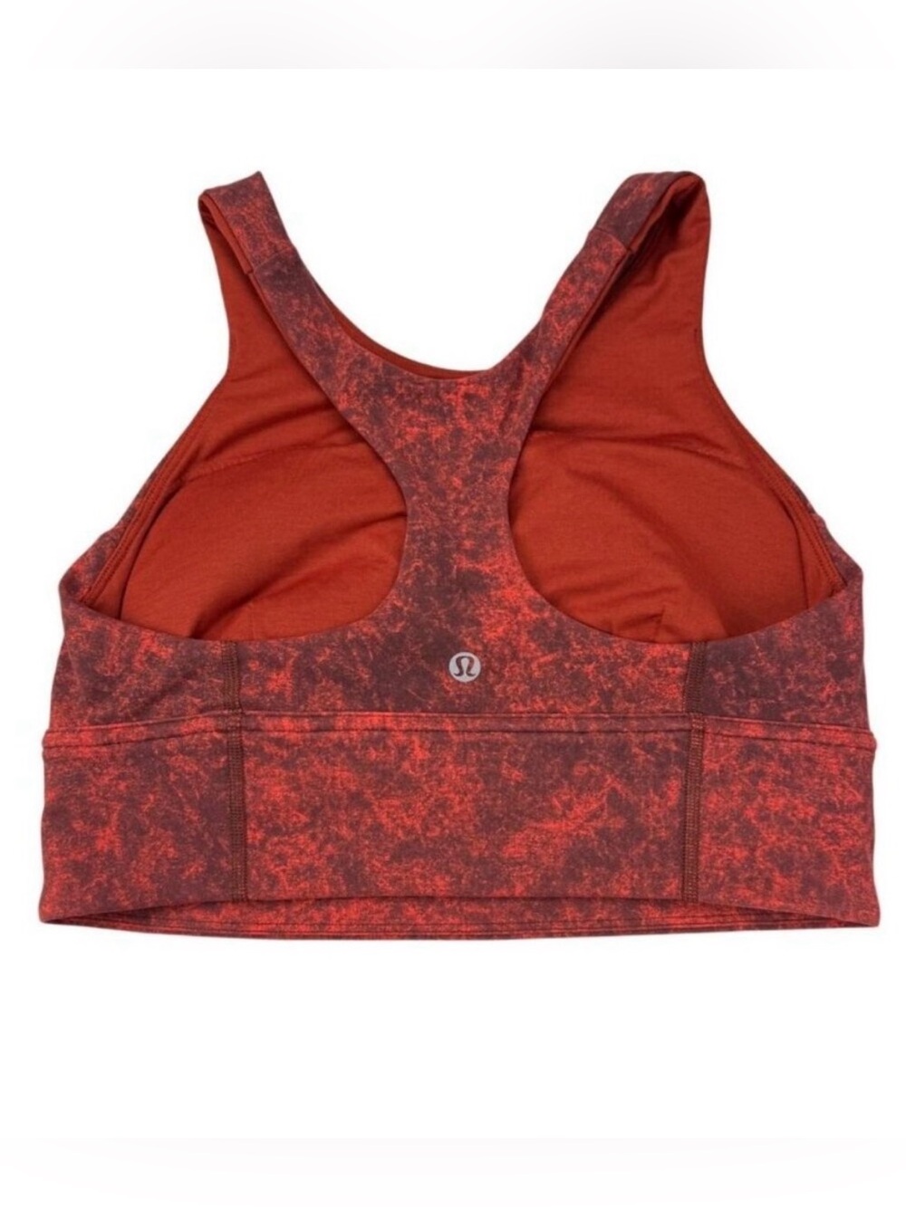 LULULEMON Wunder Train Longline Bra Size 8 Denim Wash Print Autumn Red Black - Picture 4 of 6